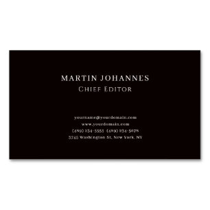 Modern Elegant Plain Black Minimalist Magnetic Business Card
