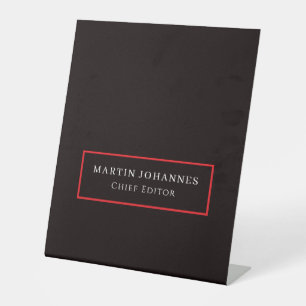Modern Elegant Plain Black Minimalist Pedestal Sign