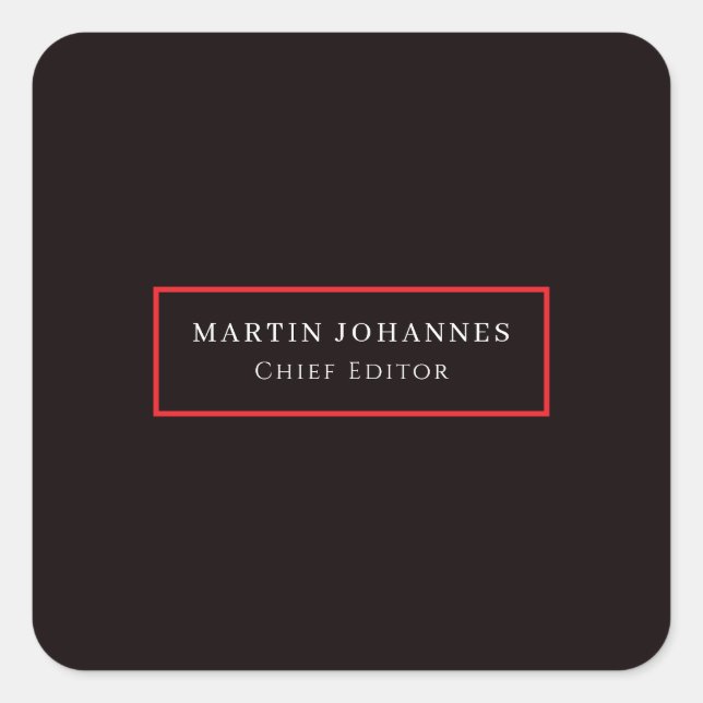 Modern Elegant Plain Black Minimalist Square Sticker (Front)