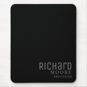 modern elegant plain black monogrammed mouse mat