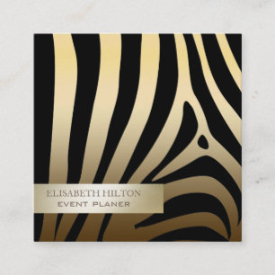 Modern elegant plain faux gold zebra texture square business card