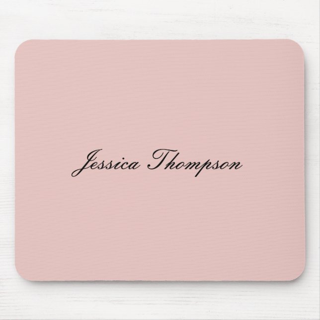 Modern Elegant Plain Name Professional Rose Gold Mouse Mat (Front)