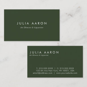 Modern Elegant Plain Professional Emerald Green Business Card