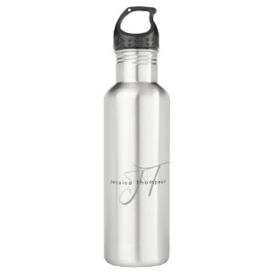 Modern Elegant Plain Professional Name Monogram 710 Ml Water Bottle