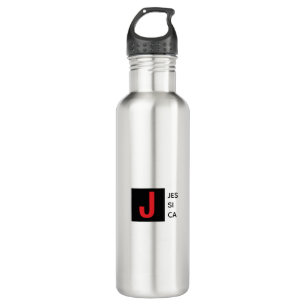 Modern Elegant Plain Professional Name Monogram 710 Ml Water Bottle