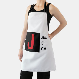 Modern Elegant Plain Professional Name Monogram Apron