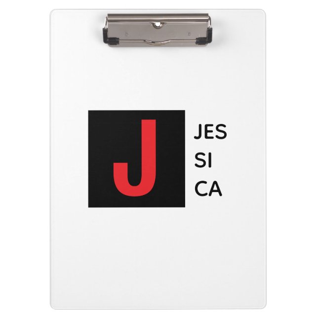 Modern Elegant Plain Professional Name Monogram Clipboard (Front)