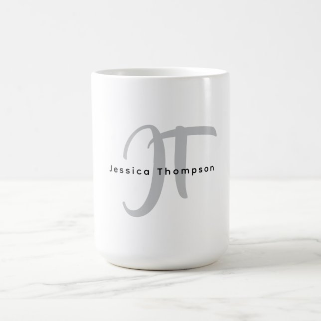 Modern Elegant Plain Professional Name Monogram Coffee Mug (Center)