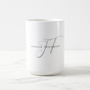 Modern Elegant Plain Professional Name Monogram Coffee Mug