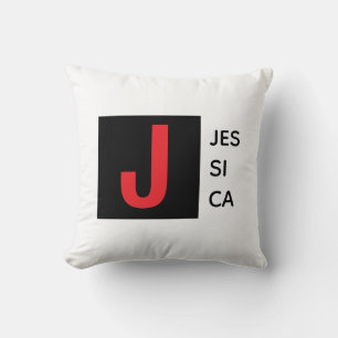 Modern Elegant Plain Professional Name Monogram Cushion