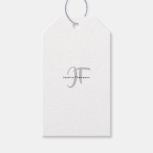 Modern Elegant Plain Professional Name Monogram Gift Tags