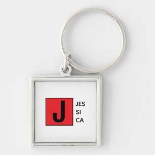 Modern Elegant Plain Professional Name Monogram Key Ring