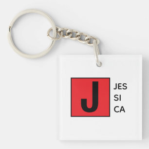 Modern Elegant Plain Professional Name Monogram Key Ring