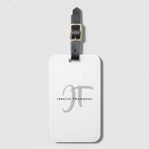 Modern Elegant Plain Professional Name Monogram Luggage Tag