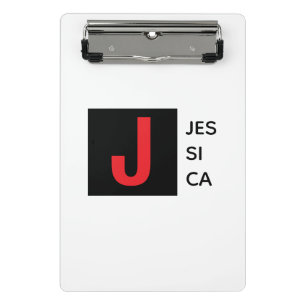 Modern Elegant Plain Professional Name Monogram Mini Clipboard
