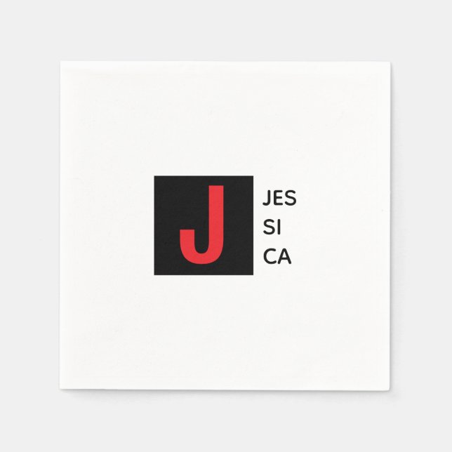 Modern Elegant Plain Professional Name Monogram Napkin (Front)