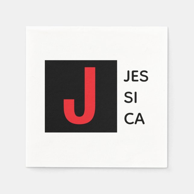 Modern Elegant Plain Professional Name Monogram Napkin (Front)