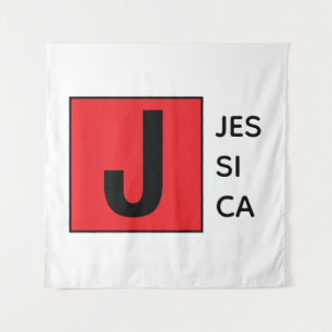 Modern Elegant Plain Professional Name Monogram Tapestry