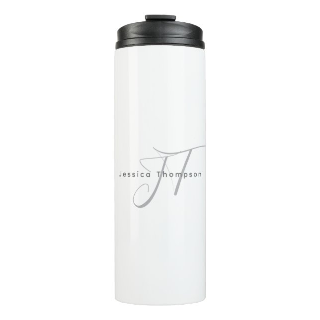 Modern Elegant Plain Professional Name Monogram Thermal Tumbler (Front)