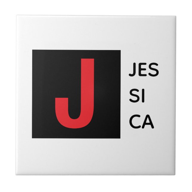 Modern Elegant Plain Professional Name Monogram Tile (Front)