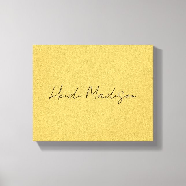 Modern Elegant Plain Simple Gold Colour Calligraph Canvas Print (Front)