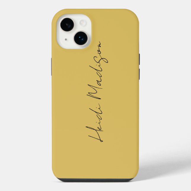 Modern Elegant Plain Simple Gold Colour Calligraph iPhone Case (Back)