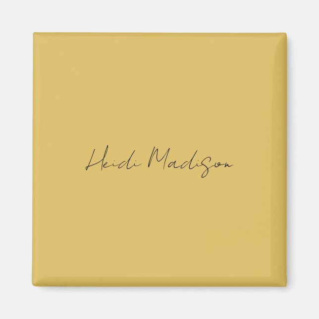 Modern Elegant Plain Simple Gold Colour Calligraph Magnet (Front)