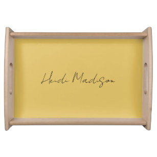 Modern Elegant Plain Simple Gold Colour Calligraph Serving Tray