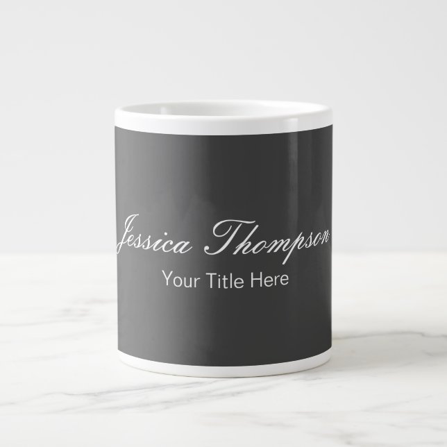 Modern Elegant Plain Simple Professional Grey Large Coffee Mug (Front)