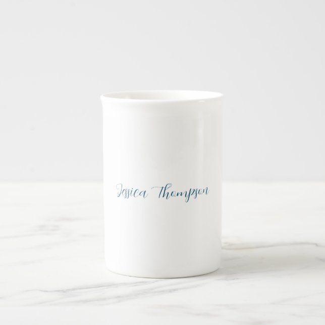 Modern Elegant Plain Simple Professional Name Bone China Mug (Front)