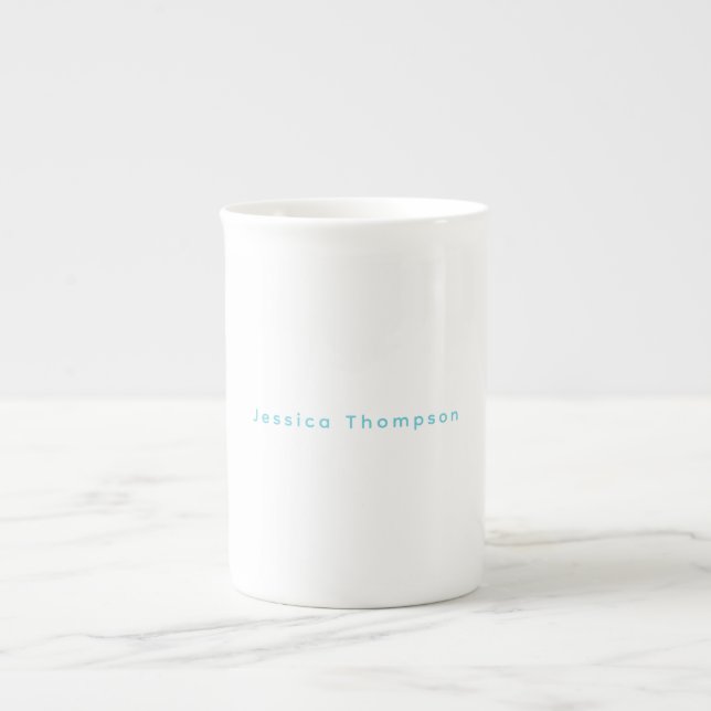 Modern Elegant Plain Simple Professional Name Bone China Mug (Front)