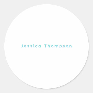 Modern Elegant Plain Simple Professional Name Classic Round Sticker