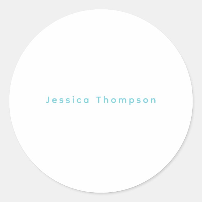 Modern Elegant Plain Simple Professional Name Classic Round Sticker (Front)