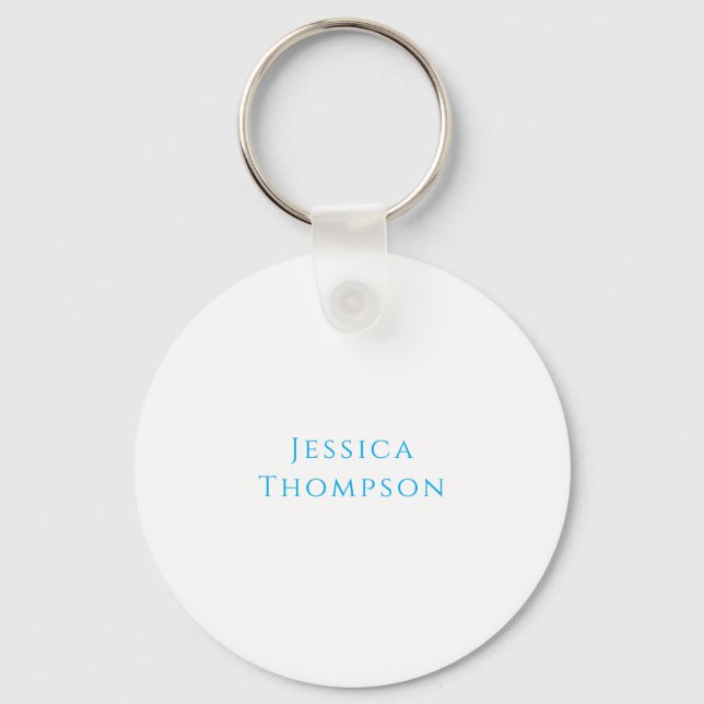 Modern Elegant Plain Simple Professional Name Key Ring (Front)