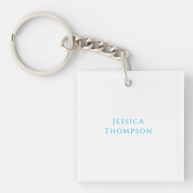 Modern Elegant Plain Simple Professional Name Key Ring (Front)