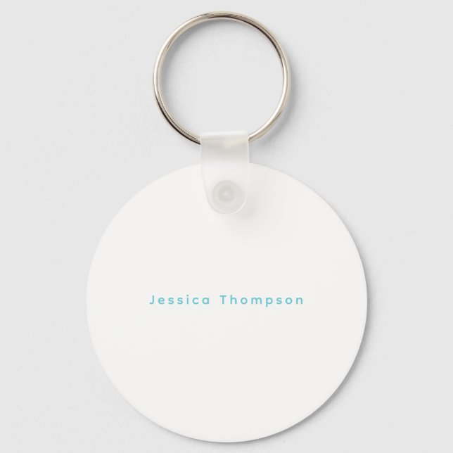 Modern Elegant Plain Simple Professional Name Key Ring (Front)