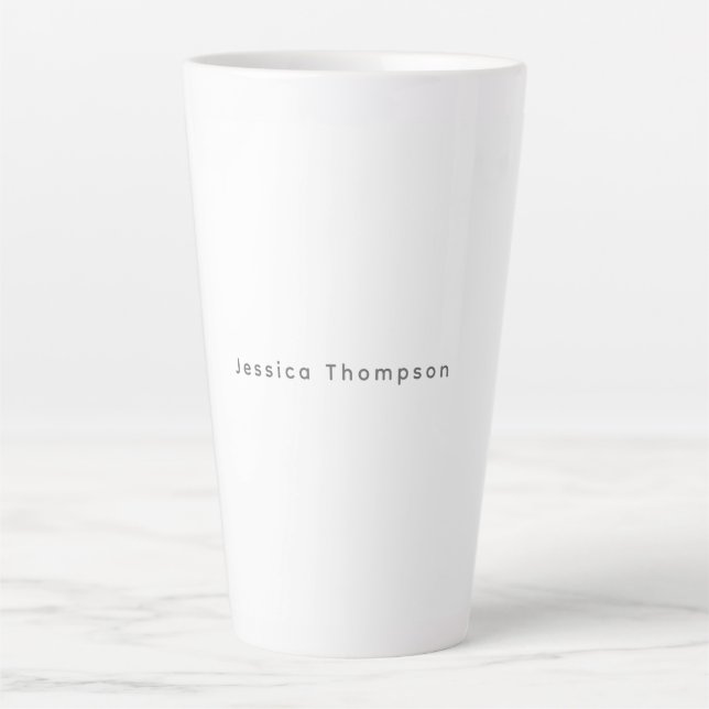 Modern Elegant Plain Simple Professional Name Latte Mug (Front)