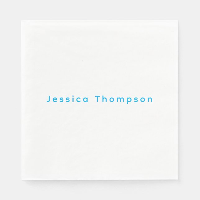 Modern Elegant Plain Simple Professional Name Napkin (Front)