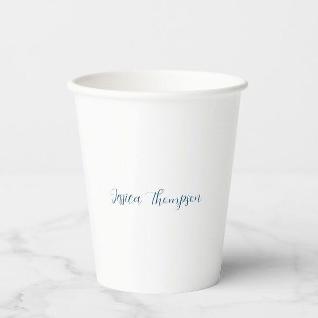 Modern Elegant Plain Simple Professional Name Paper Cups (Front)