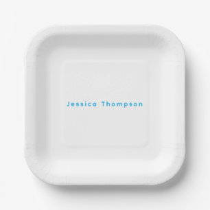 Modern Elegant Plain Simple Professional Name Paper Plate