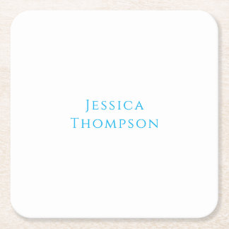 Modern Elegant Plain Simple Professional Name Square Paper Coaster