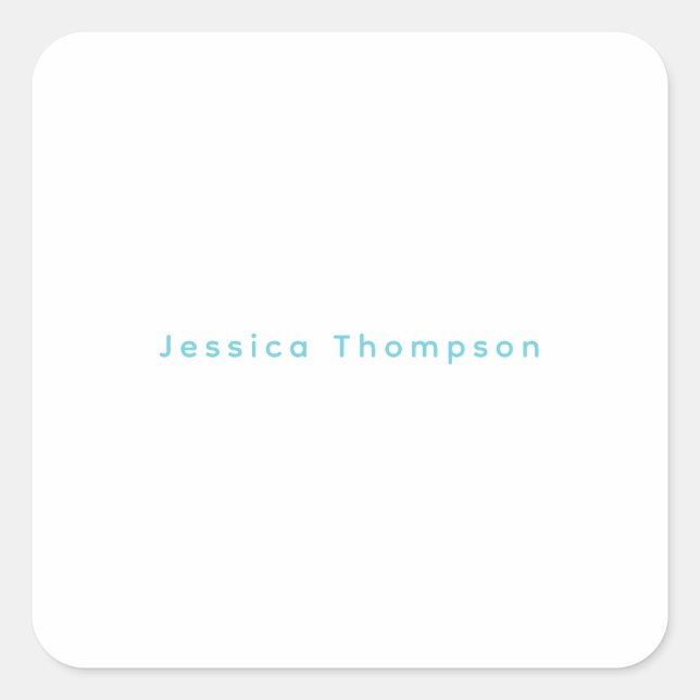 Modern Elegant Plain Simple Professional Name Square Sticker (Front)