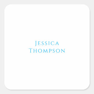 Modern Elegant Plain Simple Professional Name Square Sticker