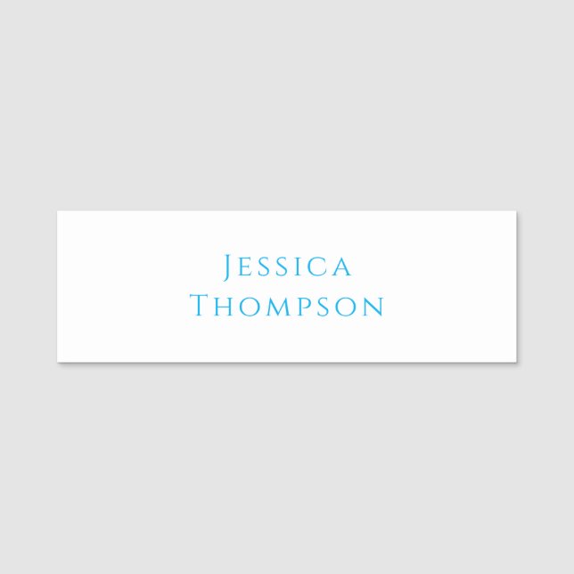 Modern Elegant Plain Simple Professional Name Tag (Front)