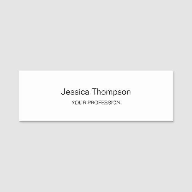 Modern Elegant Plain Simple Professional Name Tag (Front)