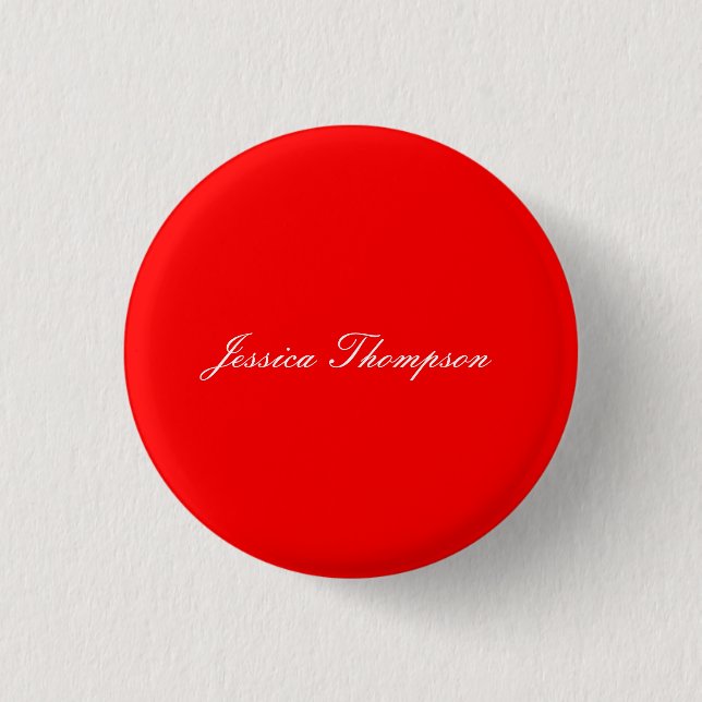 Modern Elegant Plain Simple Professional Red 3 Cm Round Badge (Front)