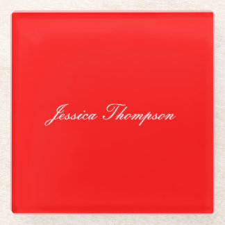 Modern Elegant Plain Simple Professional Red Glass Coaster