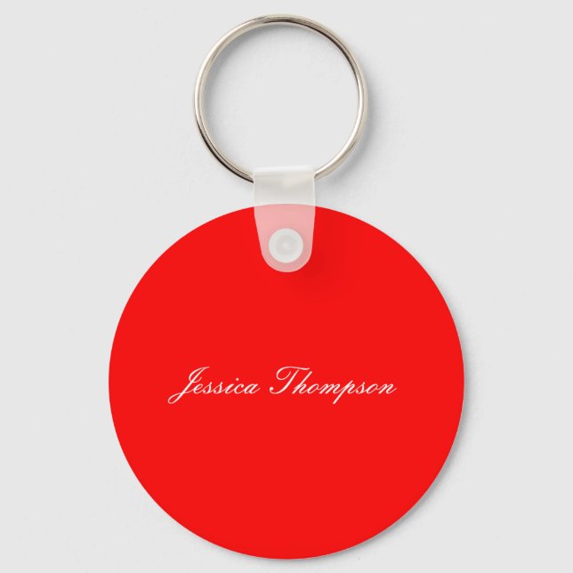 Modern Elegant Plain Simple Professional Red Key Ring (Front)