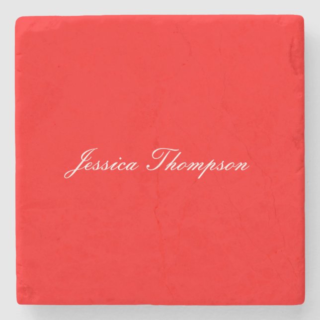 Modern Elegant Plain Simple Professional Red Stone Coaster (Front)