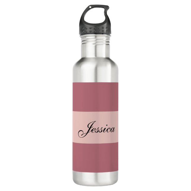Modern Elegant Plain Simple Rose Gold Your Name 710 Ml Water Bottle (Front)